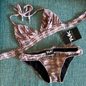 NWT Tavik Bikini Triangle Top / Bottom Set Dusty Cactus Pear XS